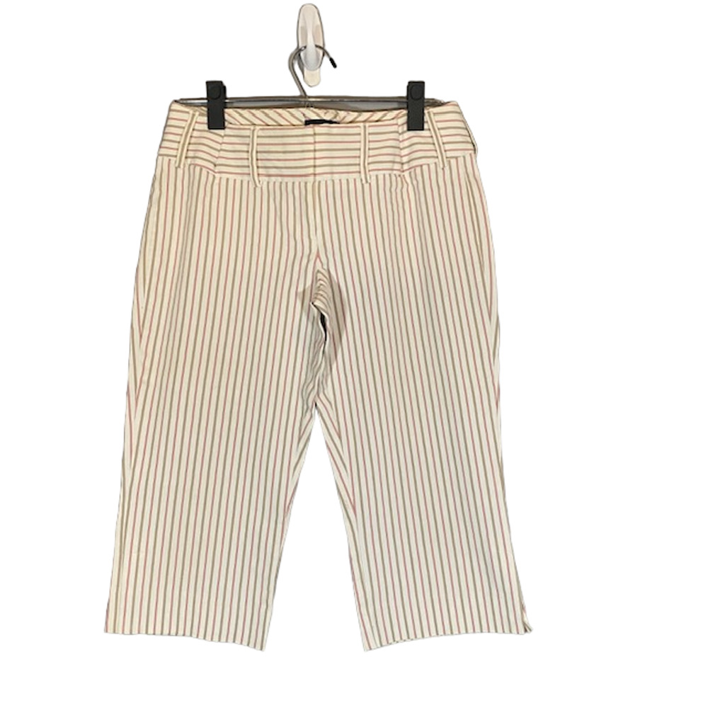 Erik Stewart Women’s Cream Multicolor Pinstripe Capri Casual Pants Size 4